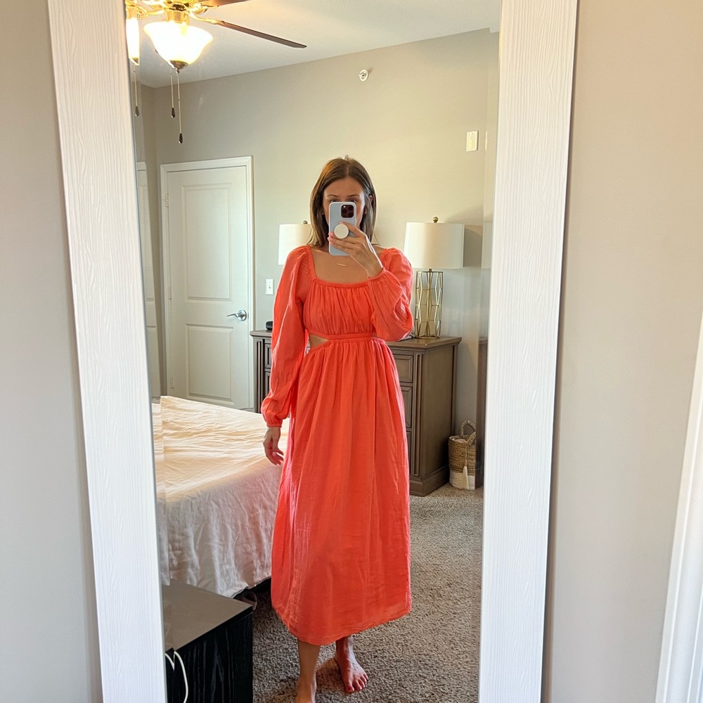American Eagle tangerine long sleeve dress